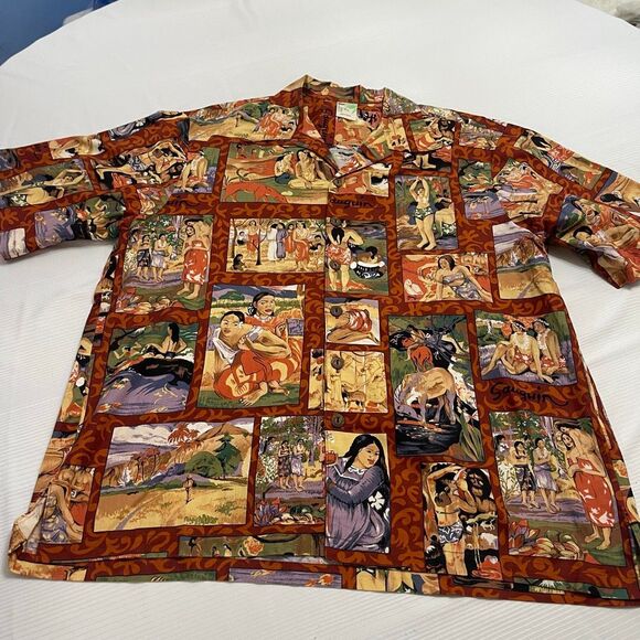 Tropical Moon Men’s VTG Hawaiian Aloha Gauguin Print Shirt Size XL Rare - Picture 1 of 8